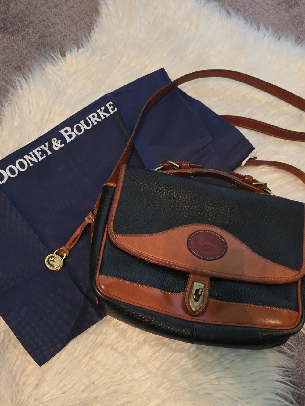 Dooney & Bourke Black and Brown Leather Crossbody Bag
